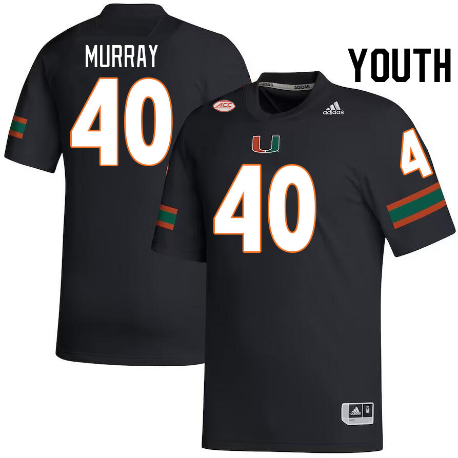 Youth #40 Abram Murray Miami Hurricanes College Football Jerseys Stitched-Black